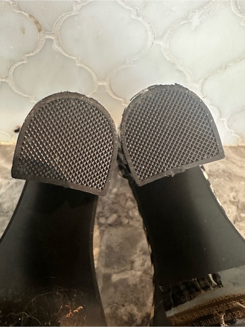 Streetwear Society Black & White Gingham Ankle-Strap Block Heels - Picture 6 of 6